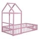 preview thumbnail 8 of 88, Wooden Floor Bed wFence Railings and Detachable House Shape Headboard Platform Bed, Kids Montessori Style Playhouse Frame Bed