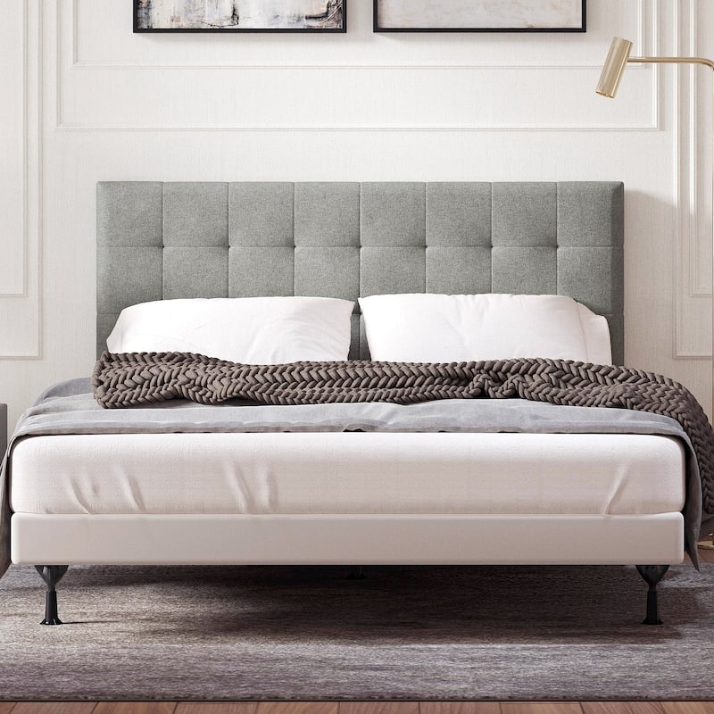 Kaya Upholstered Headboard - Queen - Stone (Light Gray)