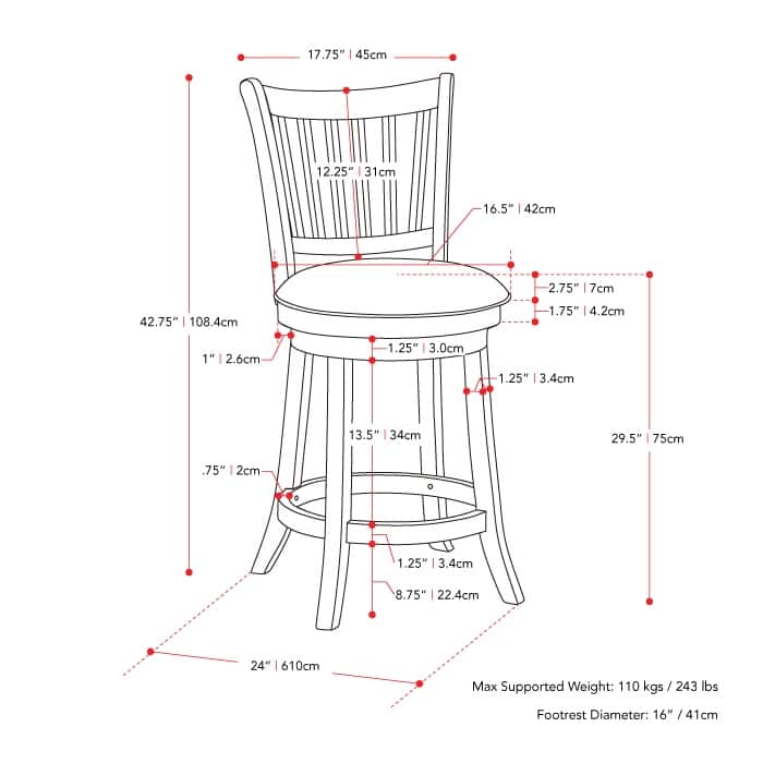 Set of 2 Winston Bar Height Stool with Swivel Seat