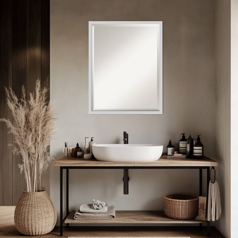 Incline Beveled Wood Framed Bathroom Vanity Wall Mirror