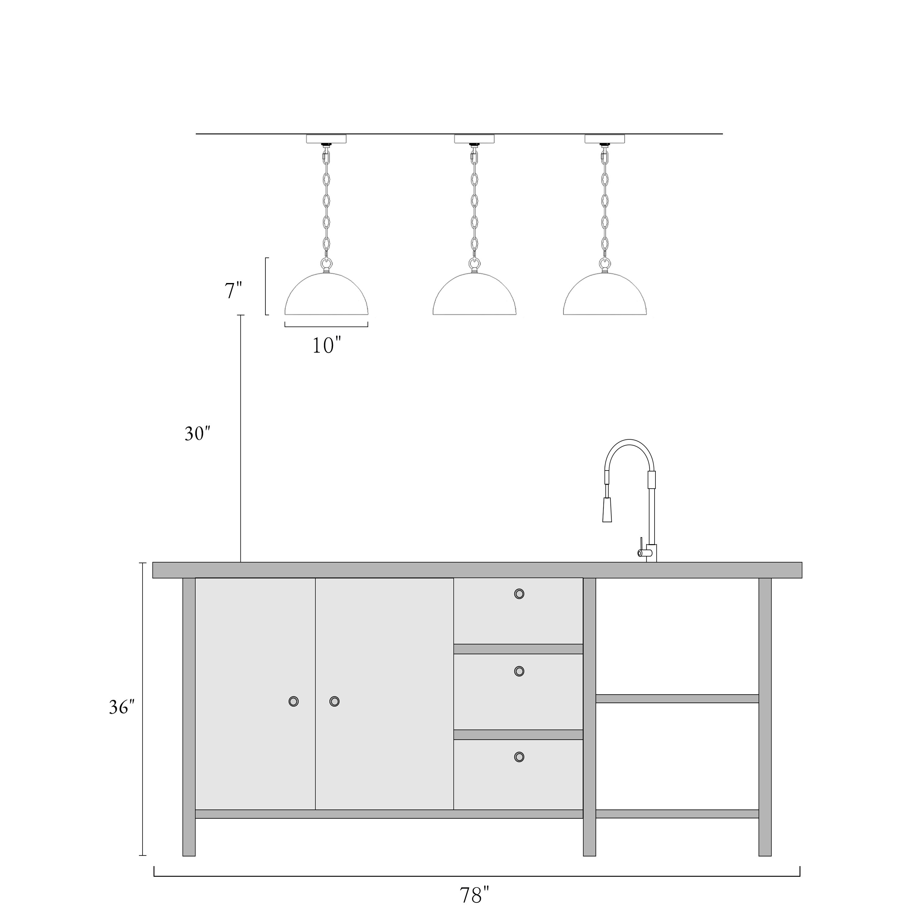 Mid-century Modern Brushed Brass Dome Barn Kitchen Island