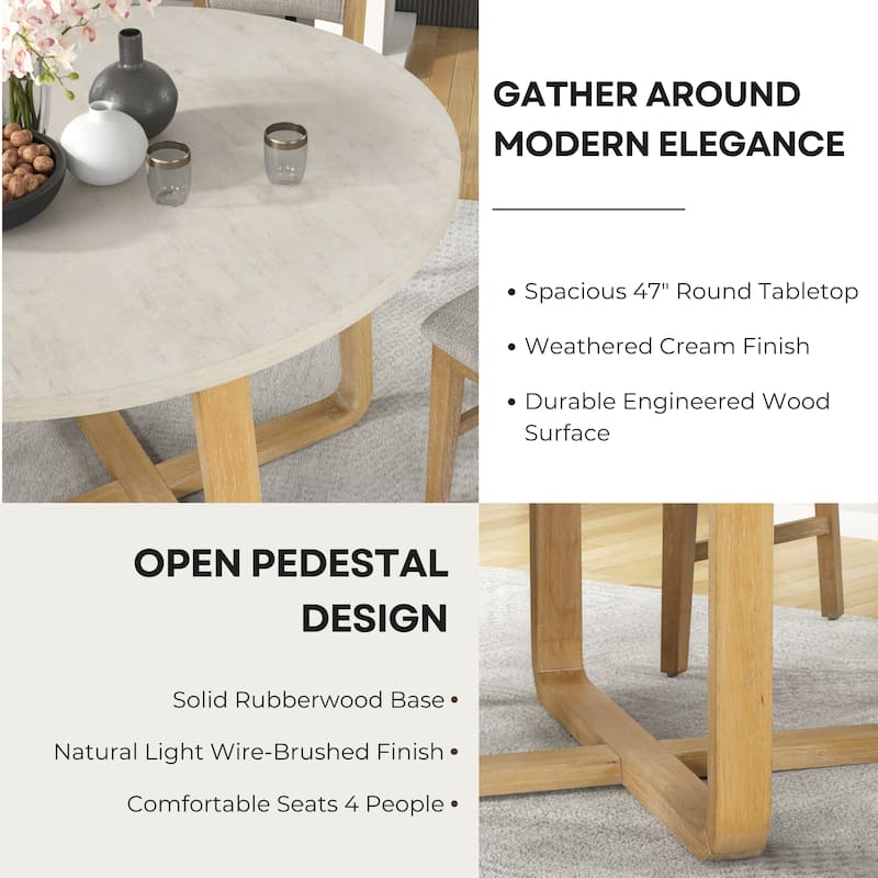 Roundhill Furniture Arden 47" Round Wood Dining Table