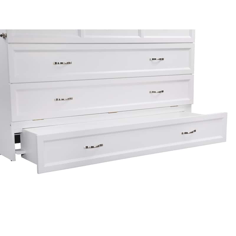 Murphy Bed Chest with Mattress & Charging Station - Space Saving Furniture for Small Rooms