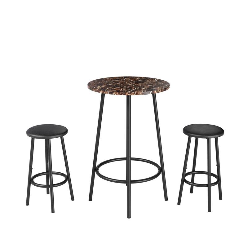 3-Piece Bar Table Set with 2 Bar Stools - Modern Pub Table