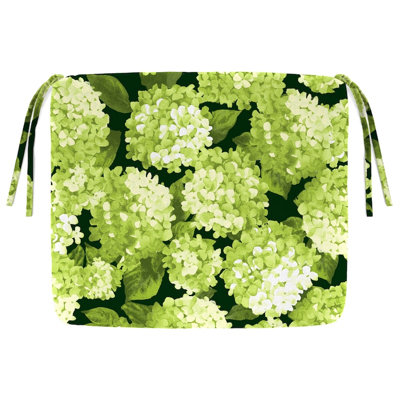 20" x 18" Outdoor Seat Cushion with Ties - 17.5'' L x 19.75'' W x 3'' H - Hydrangea Forest Green