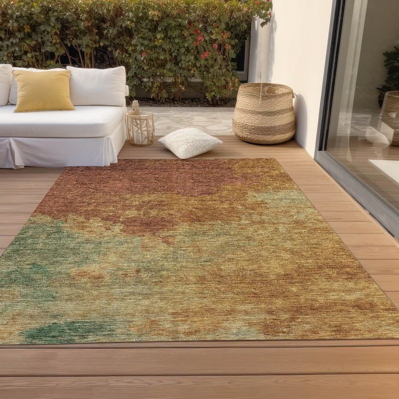 Machine Washable Indoor/ Outdoor Abstract Modern Chantille Rug