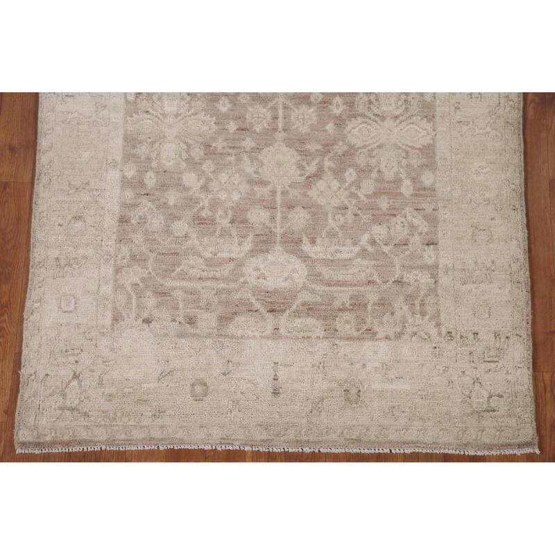 Hand Knotted Oriental 100% Wool Carpet Transitional All-Over Brown Oushak Area Rug - 6' 0'' X 3' 7''