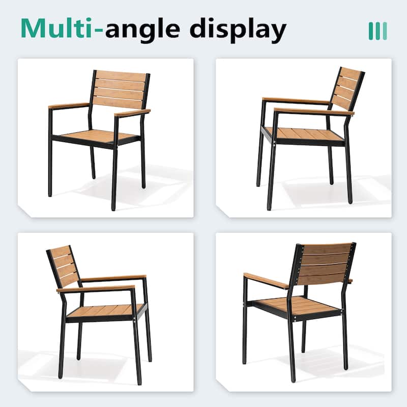 VredHom Outdoor Patio Aluminum Stackable Dining Chairs with Armrest