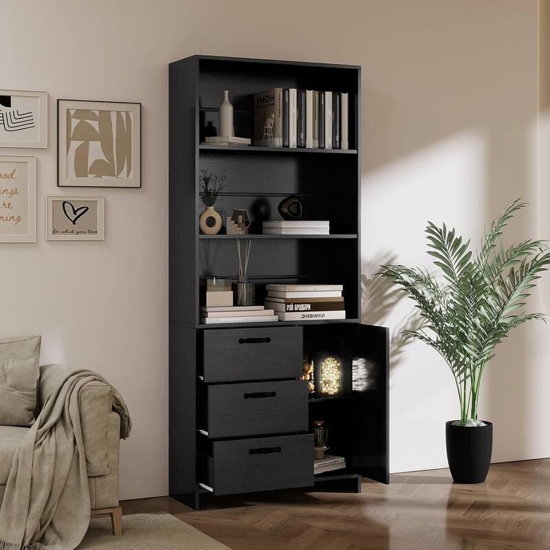3-Tier 71" Tall Bookcase Shelf for Bedroom Living Room Entrance - N/A