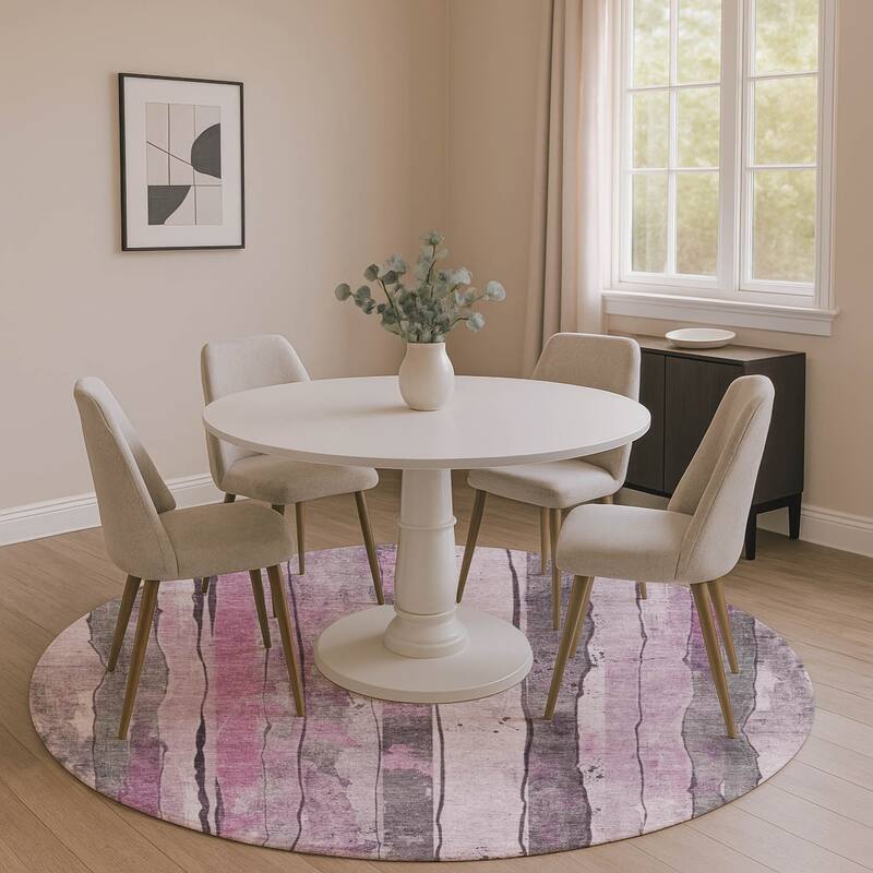 Premium Washable Super Soft Modern Stripe Mayfield Rug - Pink - 8' x 8'