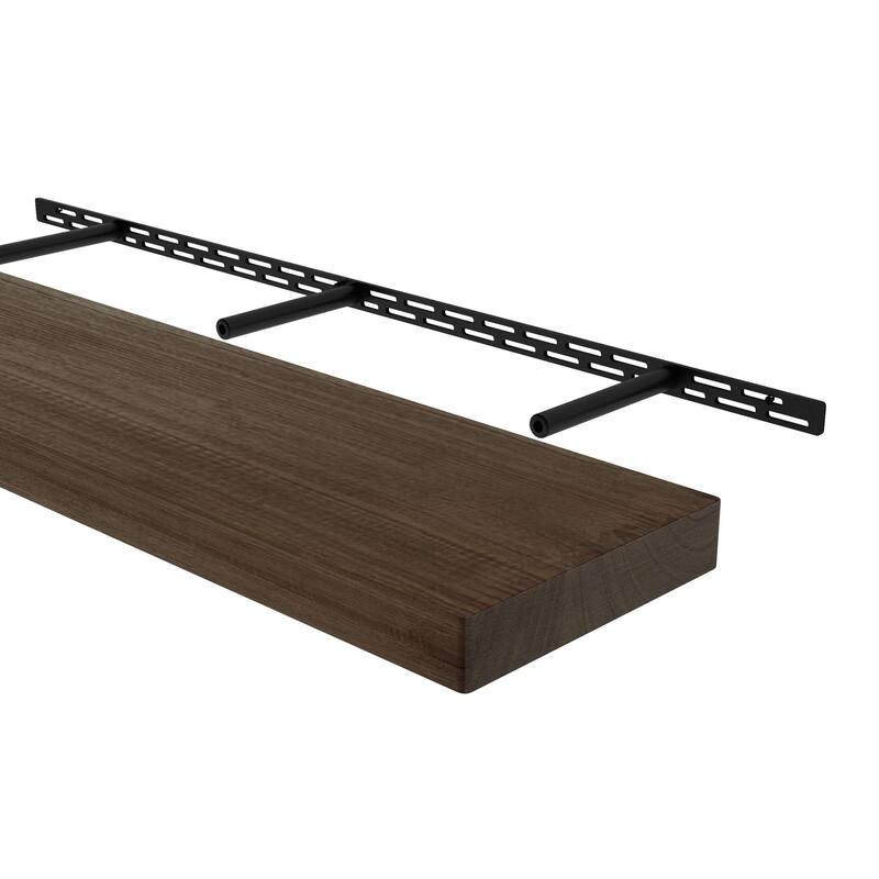Wallniture Bois Wood Board 48" Long, 10'' Deep, 2" Thick, Hidden Bracket Shelf for Wall, Kitchen Shelf, Special Walnut, 1Pc