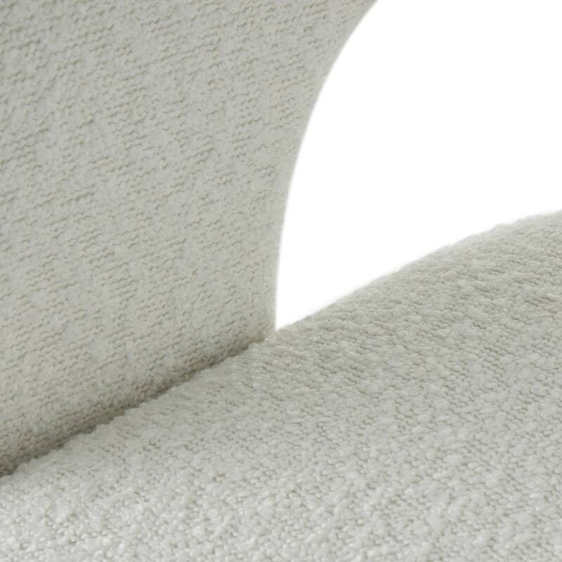 White Polyester Curved Back Mid Century Modern Round Boucle Living Room Accent Chair