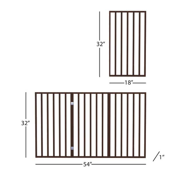 dimension image slide 1 of 4, 3-Panel Tall Modern Indoor Foldable Dog Gate - 54x32-Inch Wood Freestanding Pet Fence