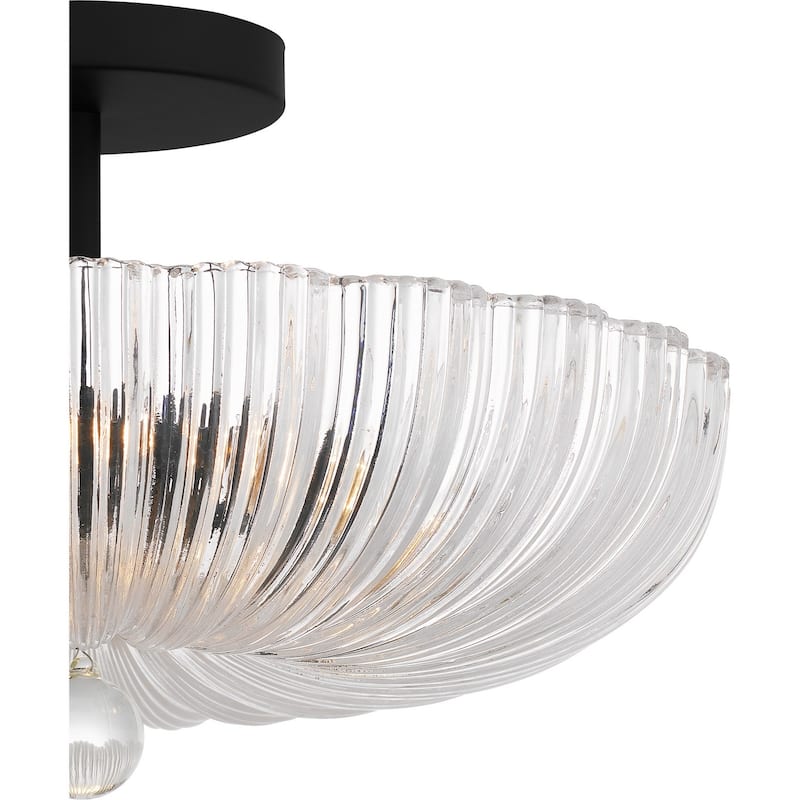 Matte Black Three Light Semi Flush Mount from the Quoizel Semi-Flush Mount Collection