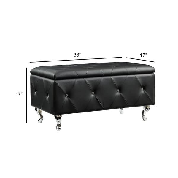 dimension image slide 4 of 6, Upholstered Tufted Storage Bench