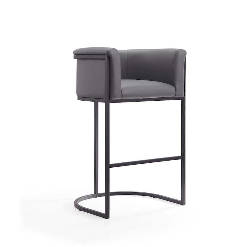Manhattan Comfort Cosmopolitan 37.8 in. Black Metal Barstool - Grey