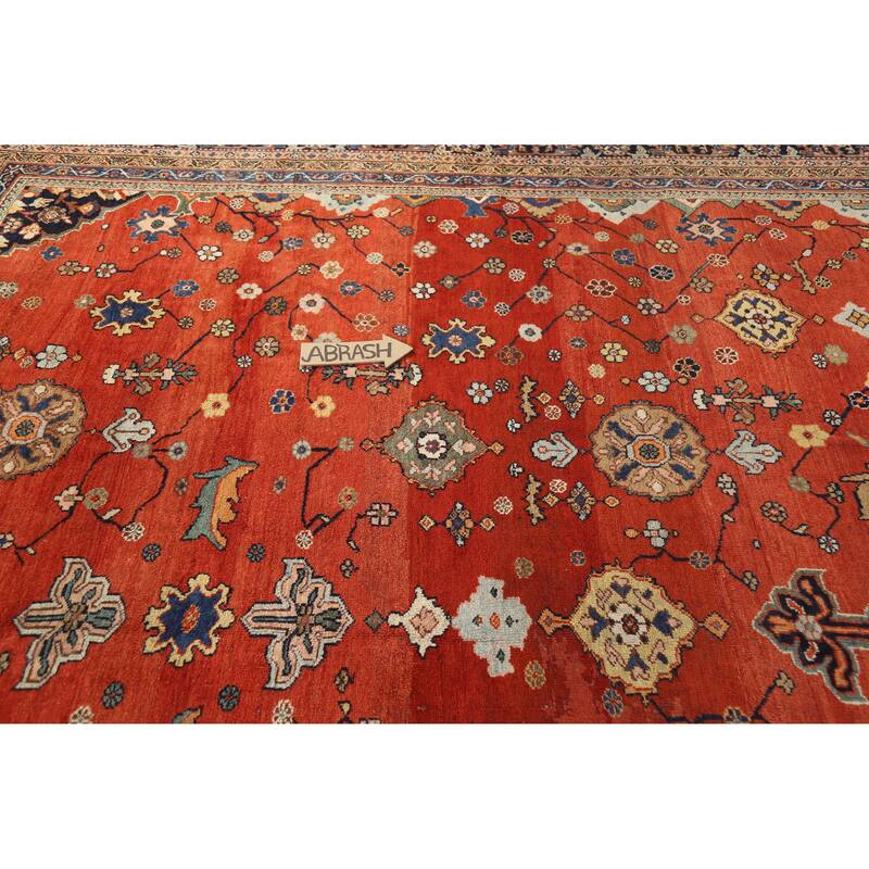 Hand Knotted Oriental 100% Wool Carpet Traditional Medallion Oranges & Rust Sultanabad Area Rug - 18' 0'' X 12' 0''