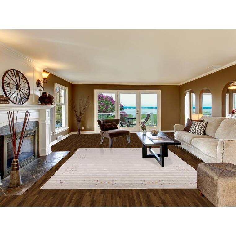 Striped Gabbeh Oriental Area Rug Handmade Silk Carpet - 8'0" x 9'10"