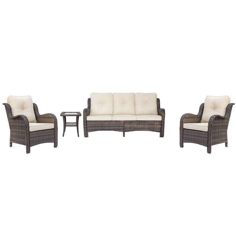 Outdoor Patio Furniture Set Brown Wicker Patio Conversation Seating Sets