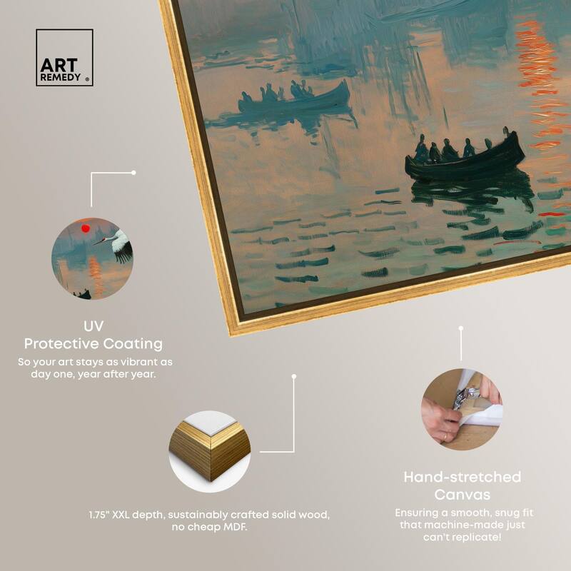 Crane Sunset Canvas by Art Remedy
