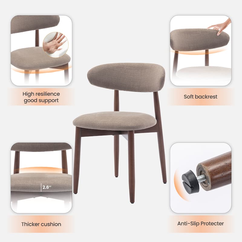 Modern Fabric Upholstered Kitchen Side Chairs, Farmhouse Dining Room Chair with Foot Pegs