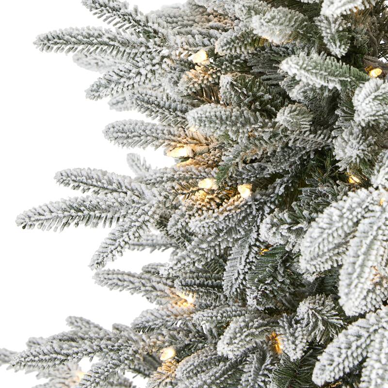 5.5’ Flocked Manchester Spruce Artificial Christmas Tree Clear LED - 5.5 Foot