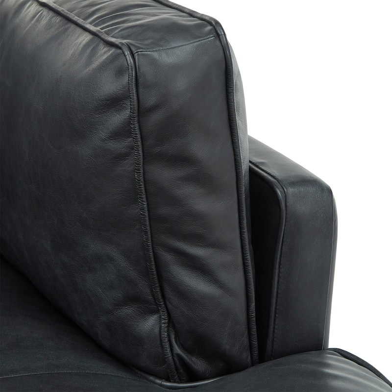 Sintra Dark Oak and Black Oxford Leather Sectional Sofa