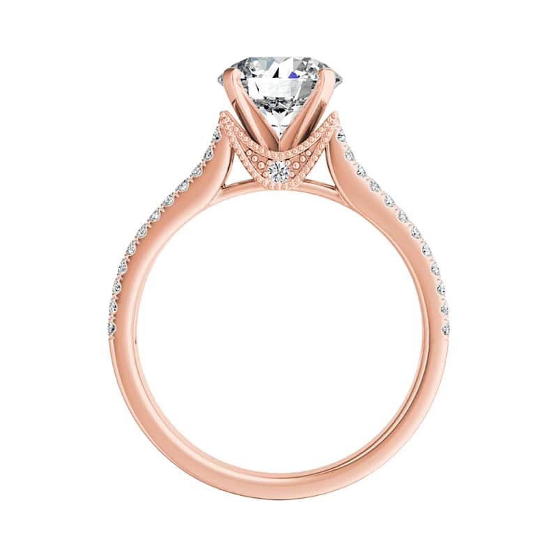 Auriya 14k Gold Vintage 1/2ct Moissanite and Diamond Engagement Ring 5/8ctw