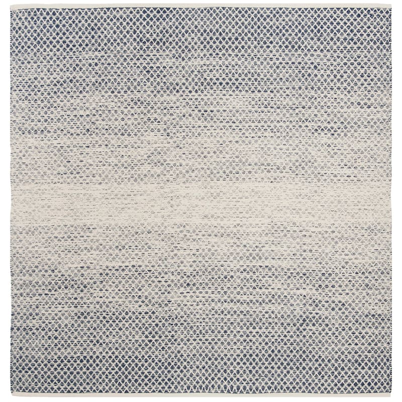 SAFAVIEH Handmade Flatweave Montauk Geert Cotton Rug - 6' x 6' Square - Navy/Ivory