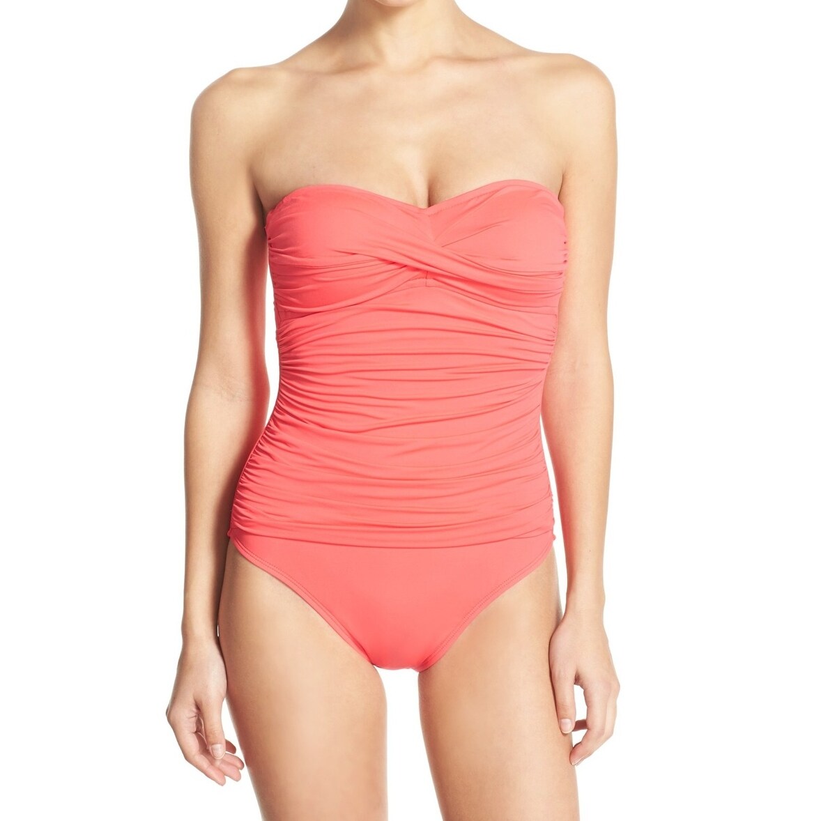 Shop La Blanca Coral Womens Ruched Bandeau One Piece Swimsuit
