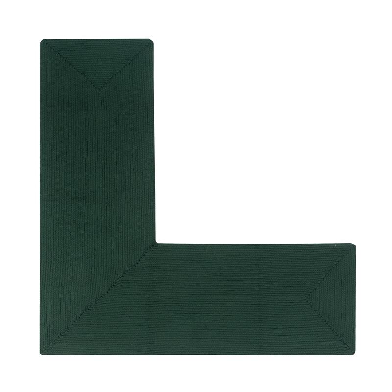 Better Trends Alpine Braid 100% Polypropylene Stain-resistant & Double-Sided Reversible Durable Indoor Area Utility Rug - 24" x 48" x 48" L-Shape - Hunter Solid