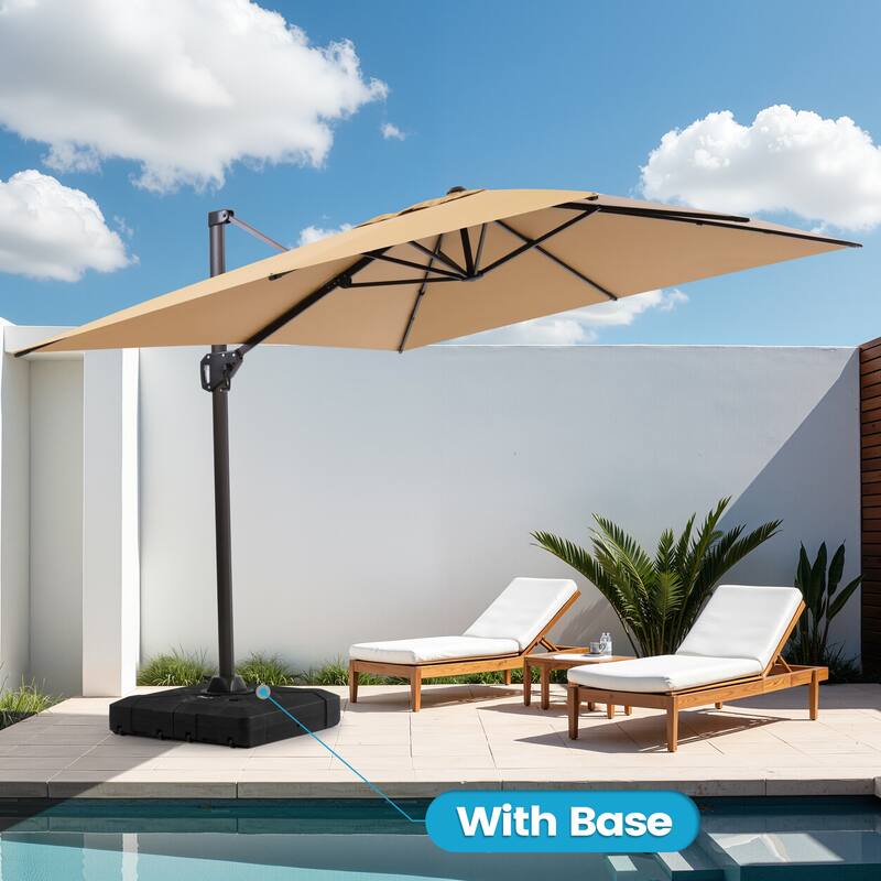 11 x 9 FT Outdoor Patio Offset Cantilever Umbrella with Base