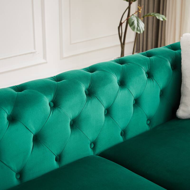 Modern Luxury Velvet Sofa with Chesterfield Quilted Button Accents