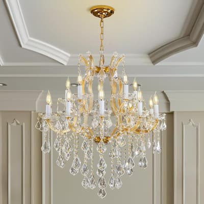 KAYLA 15 Lights Gold Candle Chandelier - Glod