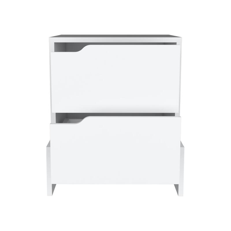 2-Drawer Nightstand with Sturdy Base, White, Easy Assembly