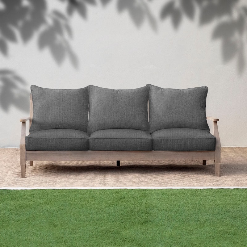 Sorra Home Sunbrella Outdoor Deep Seating Sofa Pillow and Cushion Set - 25 in W x 25 in D x 5 in H - Revive Charcoal