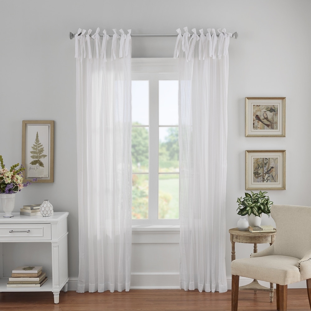 FuCoin Premium White Sheer Curtains Elegant Window Sheers Voile 54 Inch Wide x 95 Inch Long White 2 Panels