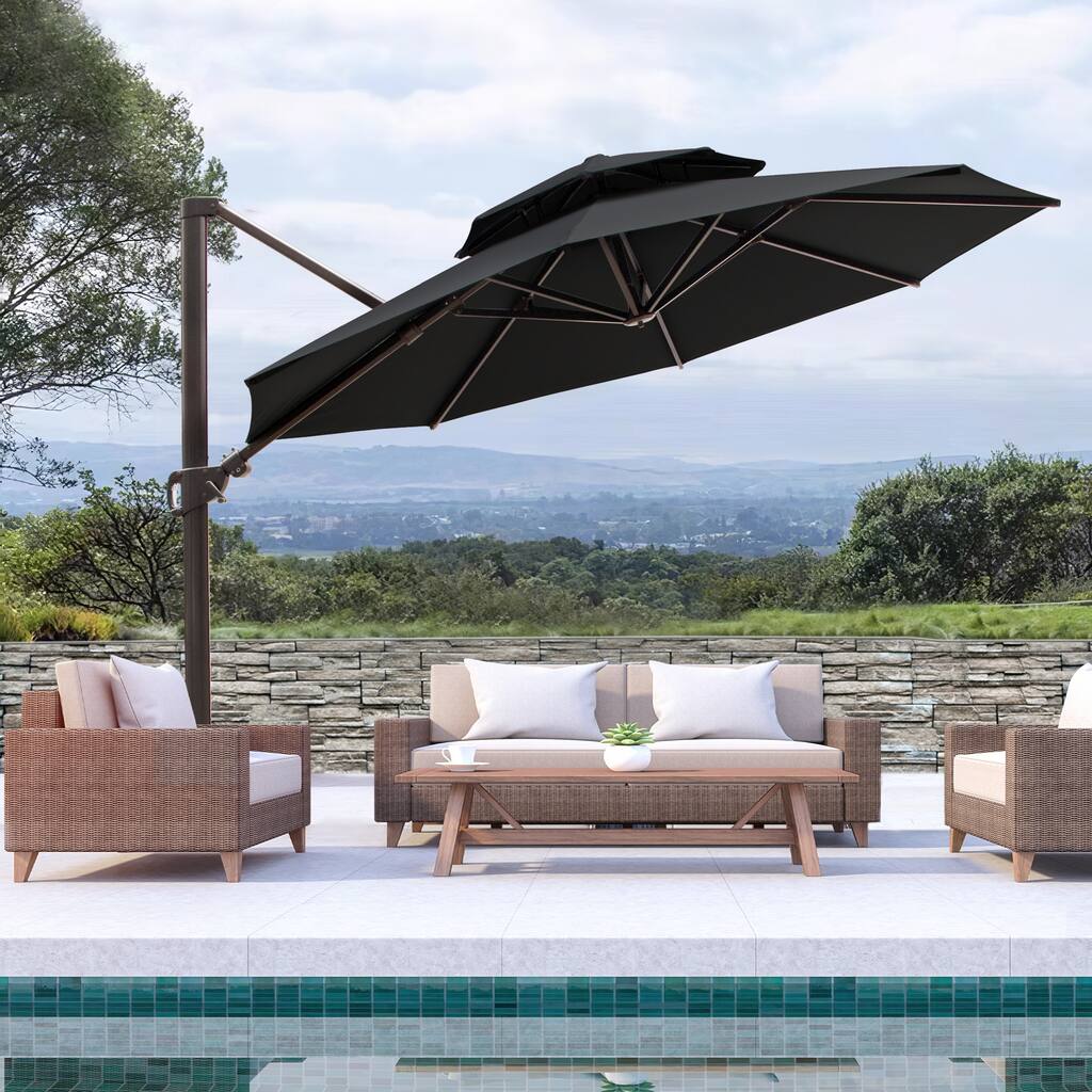 VredHom 11.5 Ft Double Top Offset Cantilever Umbrella without Base