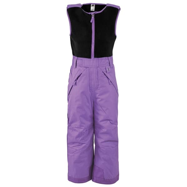slide 1 of 1, Hudson Baby Unisex Snow Bib Overalls with Fleece Top, Purple Purple - 2T
