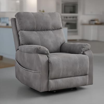Corbin Power Lift Recliner Chair, Gray Faux Leather, Pillow Top Arms