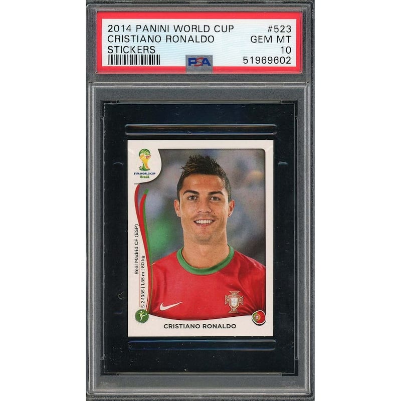 Cristiano Ronaldo 2014 Panini World Cup Stickers Card #523 PSA 10 - 8'6" x 11'6"