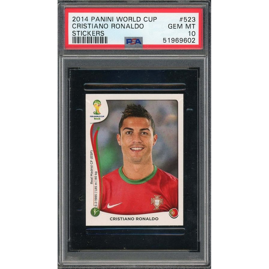 Cristiano Ronaldo 2014 Panini World Cup Stickers Card #523 PSA 10 - 8'6" x 11'6"