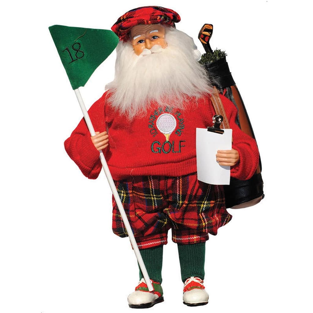 15.5" Santa "I'D Rather Be Playing Golf" Christmas Figure Flag