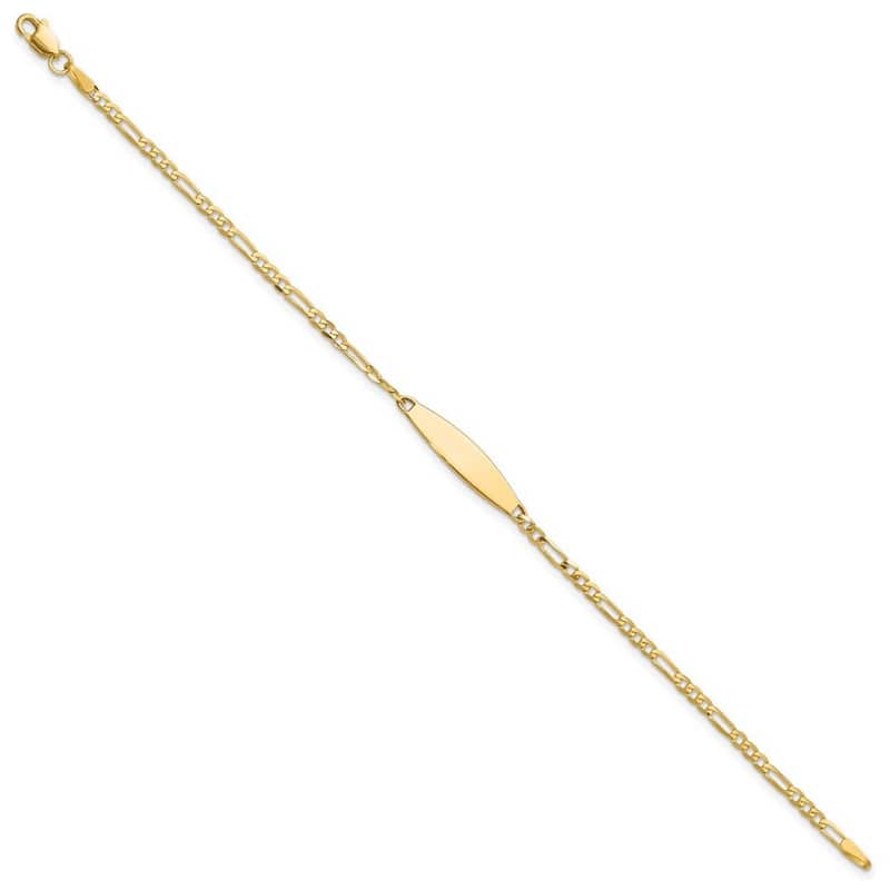 Curata 14k Yellow Gold 4.5mm Figaro Link ID Bracelet Options: 7" 8"