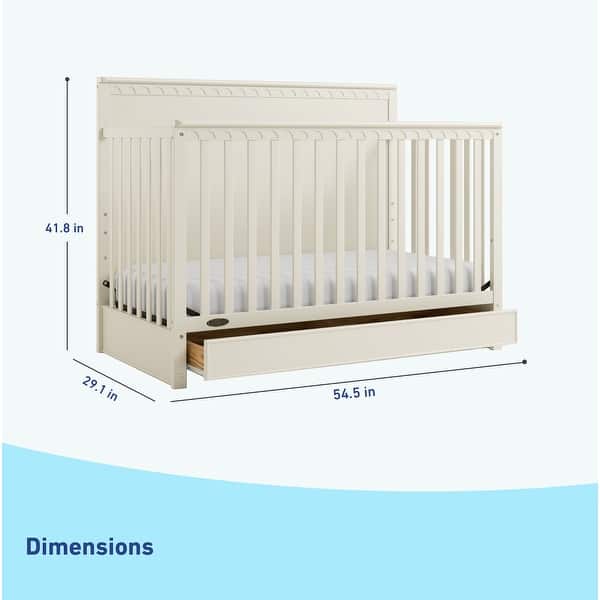 dimension image slide 4 of 5, Graco Sasha 5-in-1 Convertible Crib with Drawer