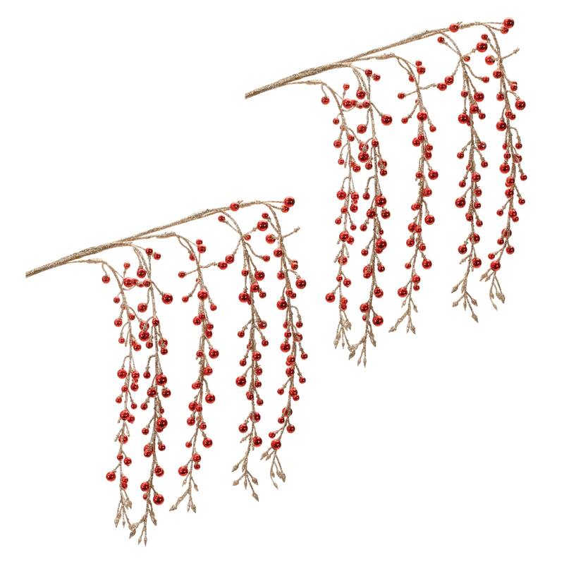 Artificial Berry Hanging Christmas Branch Spray - 26" - Set of 2