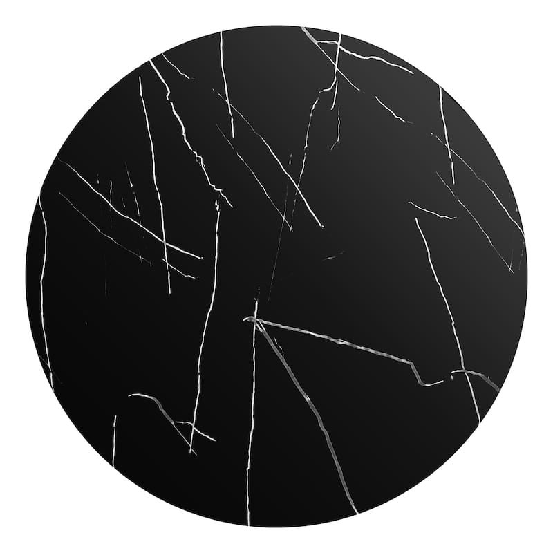 Clihome Round Marble Top Metal Dining Table