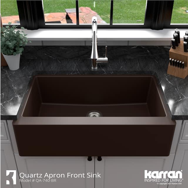 Karran Farmhouse/ Apron-front Quartz Single Bowl Kitchen Sink
