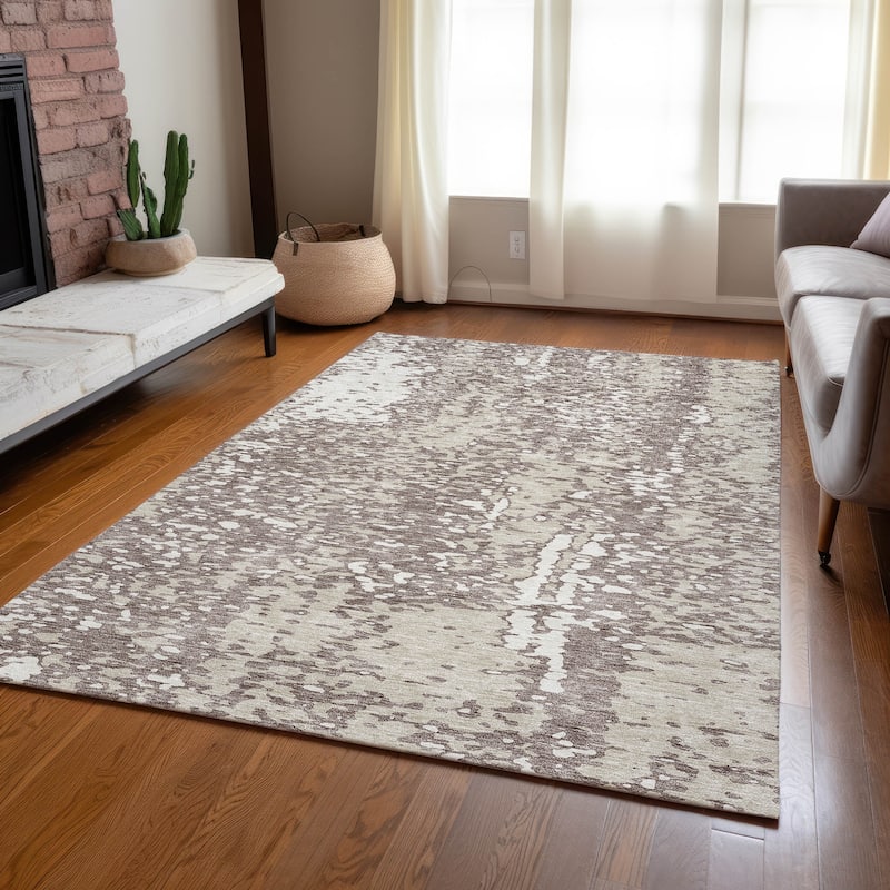 Machine Washable Indoor/ Outdoor Modern Abstract Chantille Rug