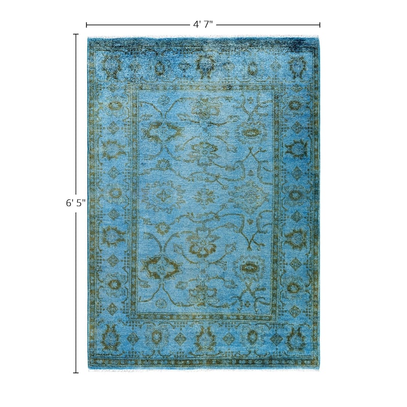 Vibrance One-of-a-Kind Hand-Knotted Area Rug - Blue, 4' 7" x 6' 5" - 4' 7" x 6' 5"